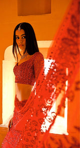 HUSNA RED SAREE