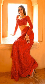 HUSNA RED SAREE