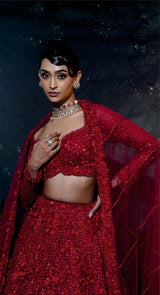RED TONAL LEHENGA