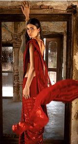 RED SEQUIN SAREE