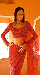 HUSNA RED SAREE
