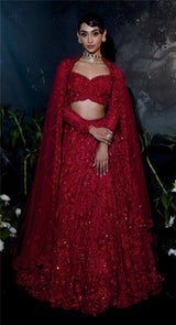 RED TONAL LEHENGA