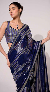 CHEVRON TEAL SAREE