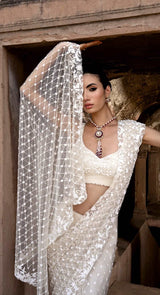 EZRA IVORY SAREE