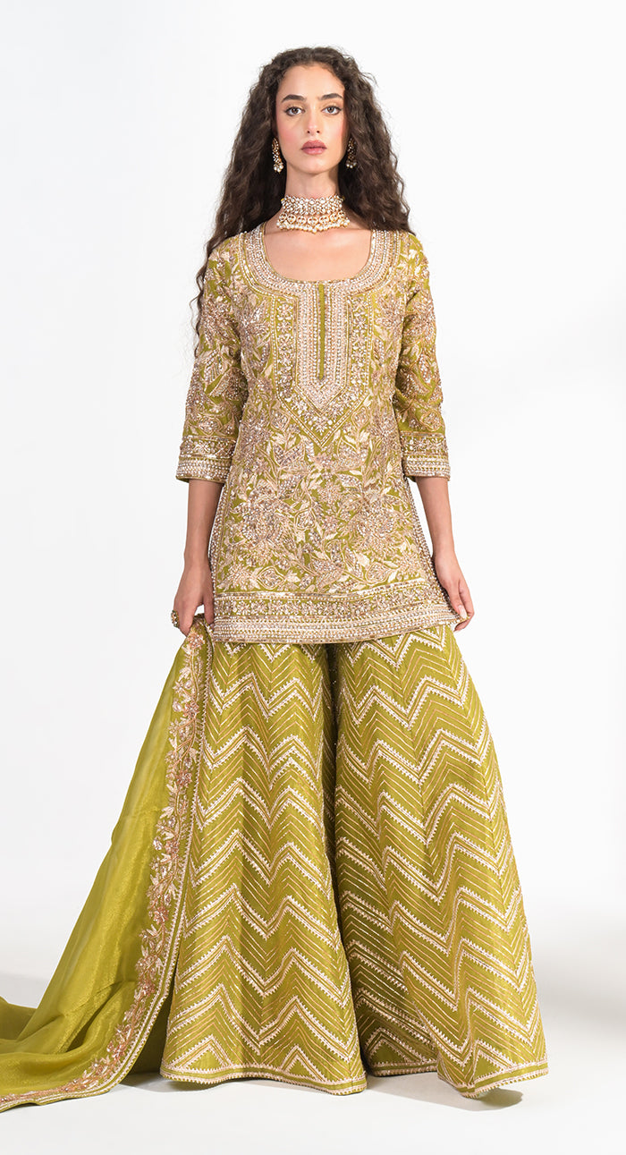 Zareen Olive Sharara Set