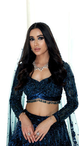 Ekru Teal Lehenga