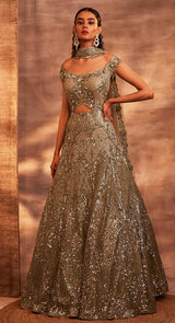 GREEN OLIVIA GOWN - POSHAK