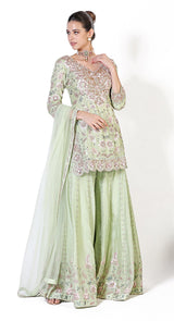 Pari sea green georgette sharara