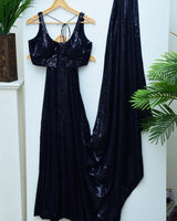 Navy Sequin Saree