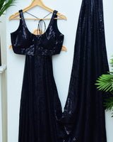 Navy Sequin Saree