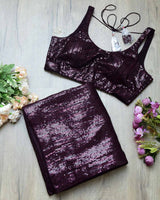 Wine Sequin Saree