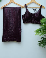 Wine Sequin Saree