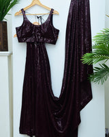Wine Sequin Saree