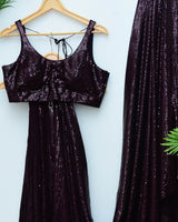Wine Sequin Saree
