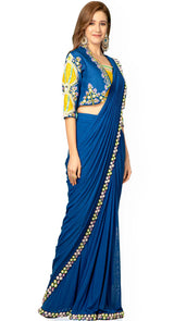 Royal Blue Aqua Drape Saree