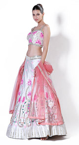 Strappy grey silk lehenga