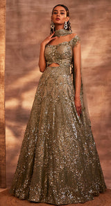 GREEN OLIVIA GOWN - POSHAK