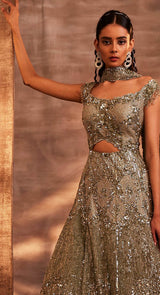 GREEN OLIVIA GOWN - POSHAK