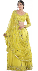 Fall Green Mirror Lehenga