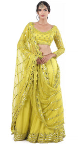 Fall Green Mirror Lehenga