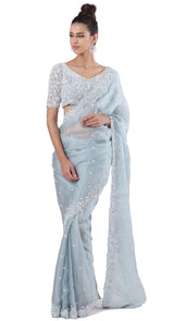 Powder Blue Organza Saree
