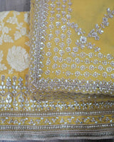 YELLOW BANARASI GEORGETTE SHIRT WITH HEAVY ZARI DUPATTA - POSHAK