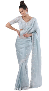 Powder Blue Organza Saree
