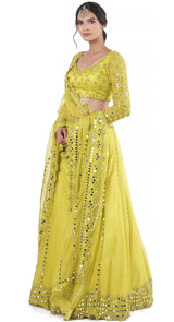 Fall Green Mirror Lehenga