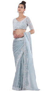 Powder Blue Organza Saree