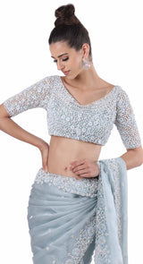 Powder Blue Organza Saree