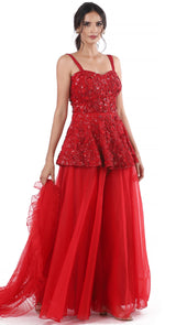 Red Peplum Sharara