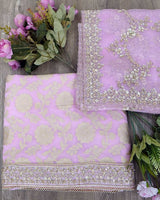 PINK BANARASI GEORGETTE SHIRT WITH HEAVY ZARI DUPATTA - POSHAK