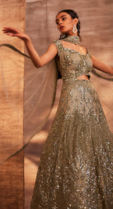 GREEN OLIVIA GOWN - POSHAK