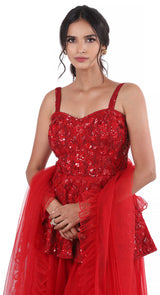 Red Peplum Sharara