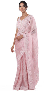 Jaal Pink Organza Saree
