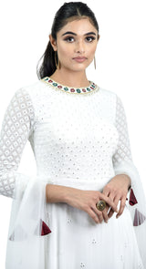 white peplum sharara suit