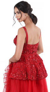 Red Peplum Sharara