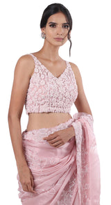 Jaal Pink Organza Saree