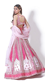 Sheeshadori pink applique lehenga