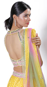 Daisy yellow banarasi lehenga