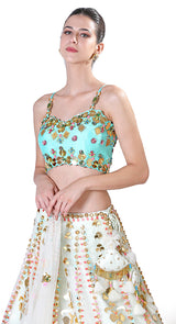 Tankhi firozi lehenga