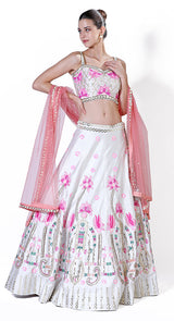 Strappy grey silk lehenga