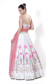Strappy grey silk lehenga