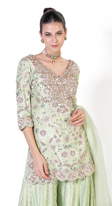 Pari sea green georgette sharara