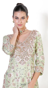 Pari sea green georgette sharara