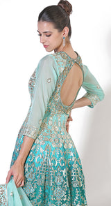 Blue zari peplum salwar suit