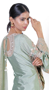 Aftab sea green embroidered sharara