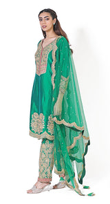 Kundan bottle green salwar suit
