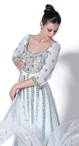 Firozi applique anarkali