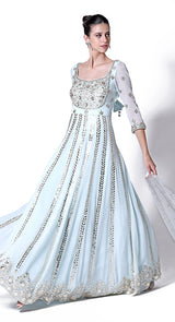 Firozi applique anarkali